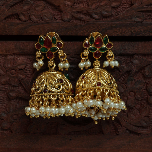Kemp Lotus Antique Jhumkas