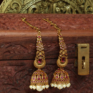 Royal Ruby Jhumkas With Mattal