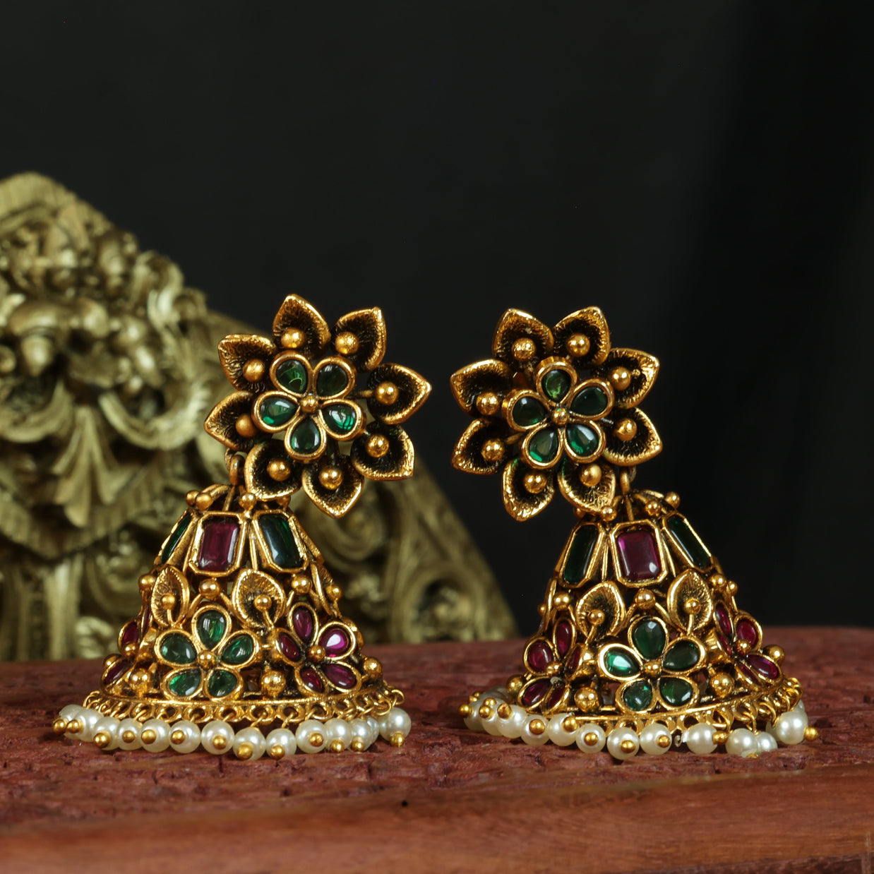Antique Flower Jhumkas