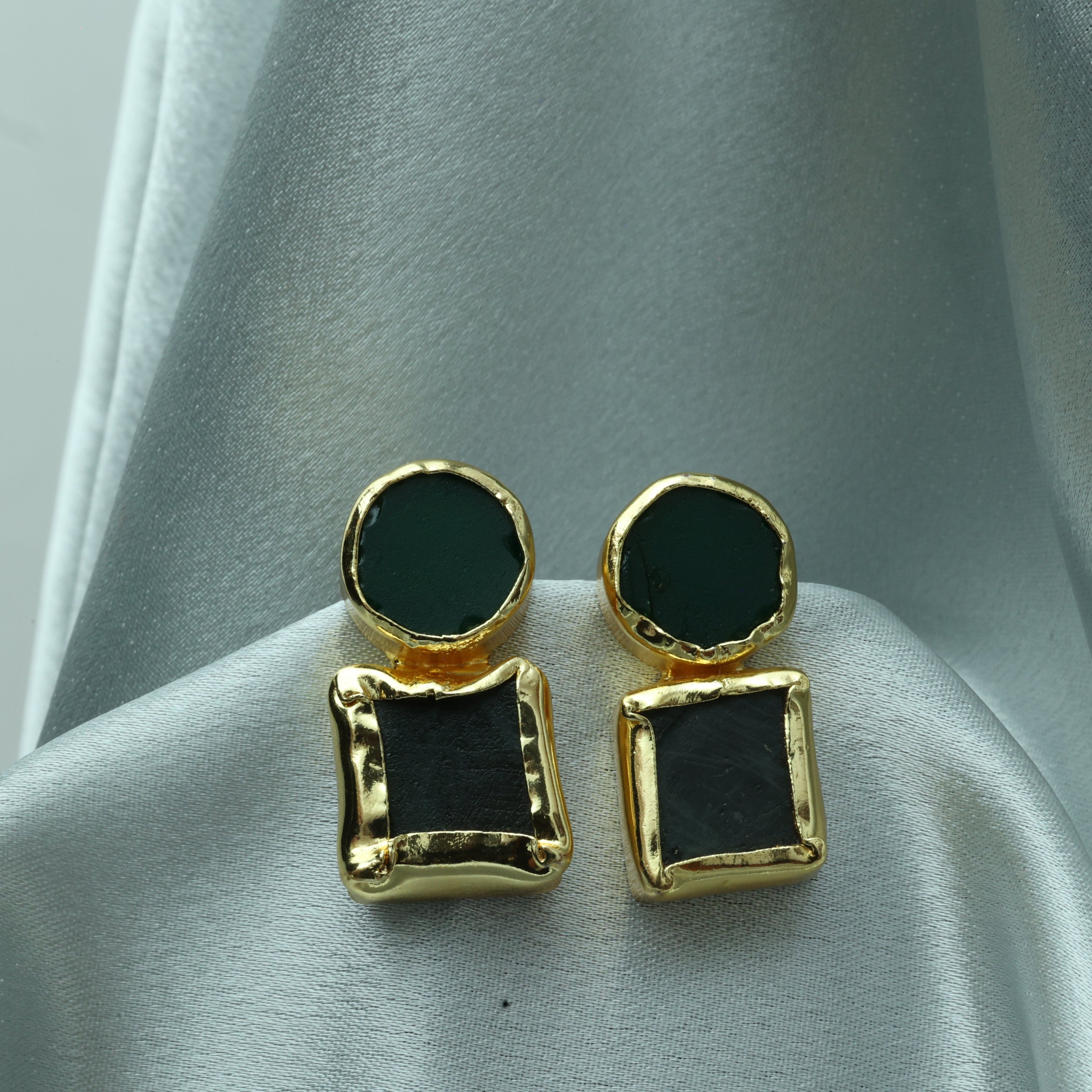 Auric Geometry Natural Stone Multicolour Earrings 18K Gold Plated