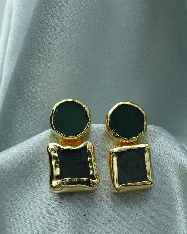 Auric Geometry Natural Stone Multicolour Earrings 18K Gold Plated