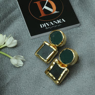 Auric Geometry Natural Stone Multicolour Earrings 18K Gold Plated