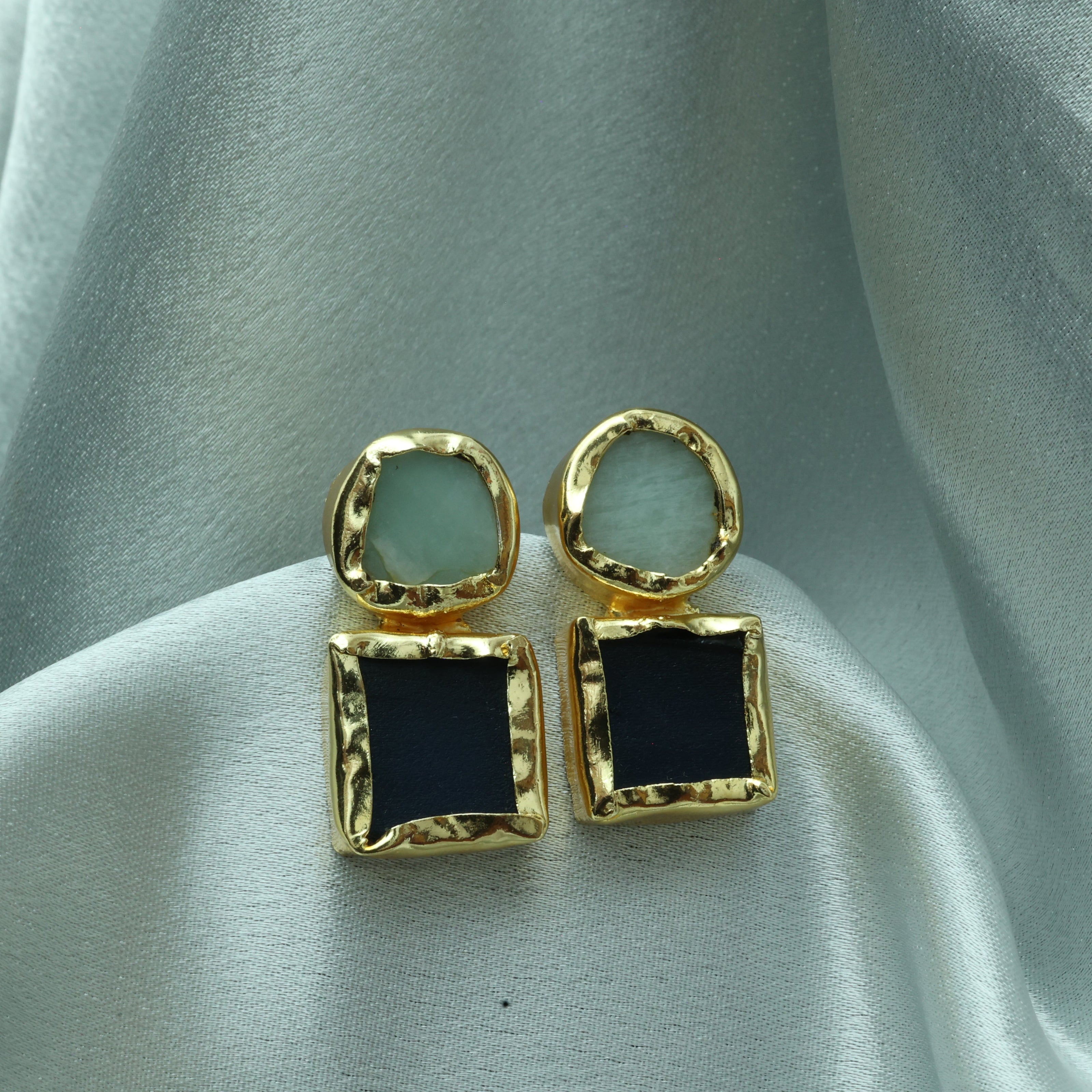 Auric Geometry Natural Stone Multicolour Earrings 18K Gold Plated