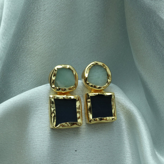 Auric Geometry Natural Stone Multicolour Earrings 18K Gold Plated