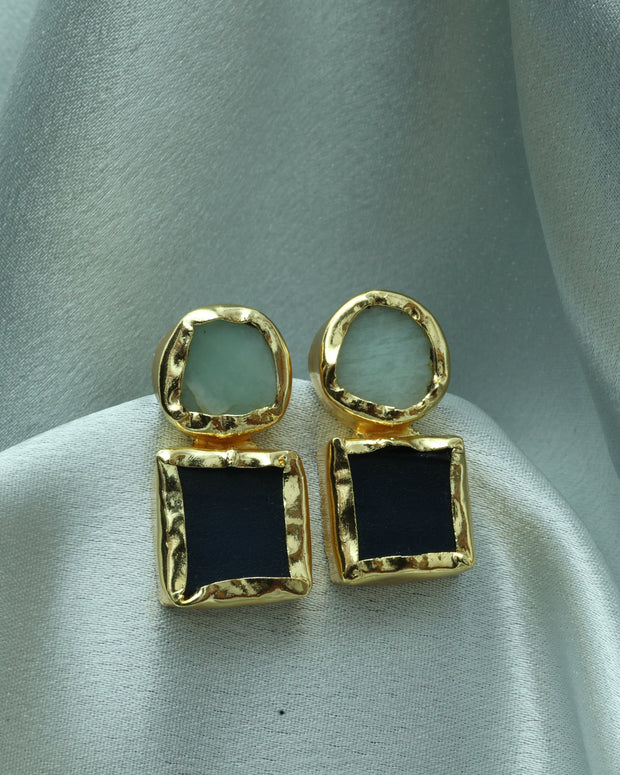 Auric Geometry Natural Stone Multicolour Earrings 18K Gold Plated