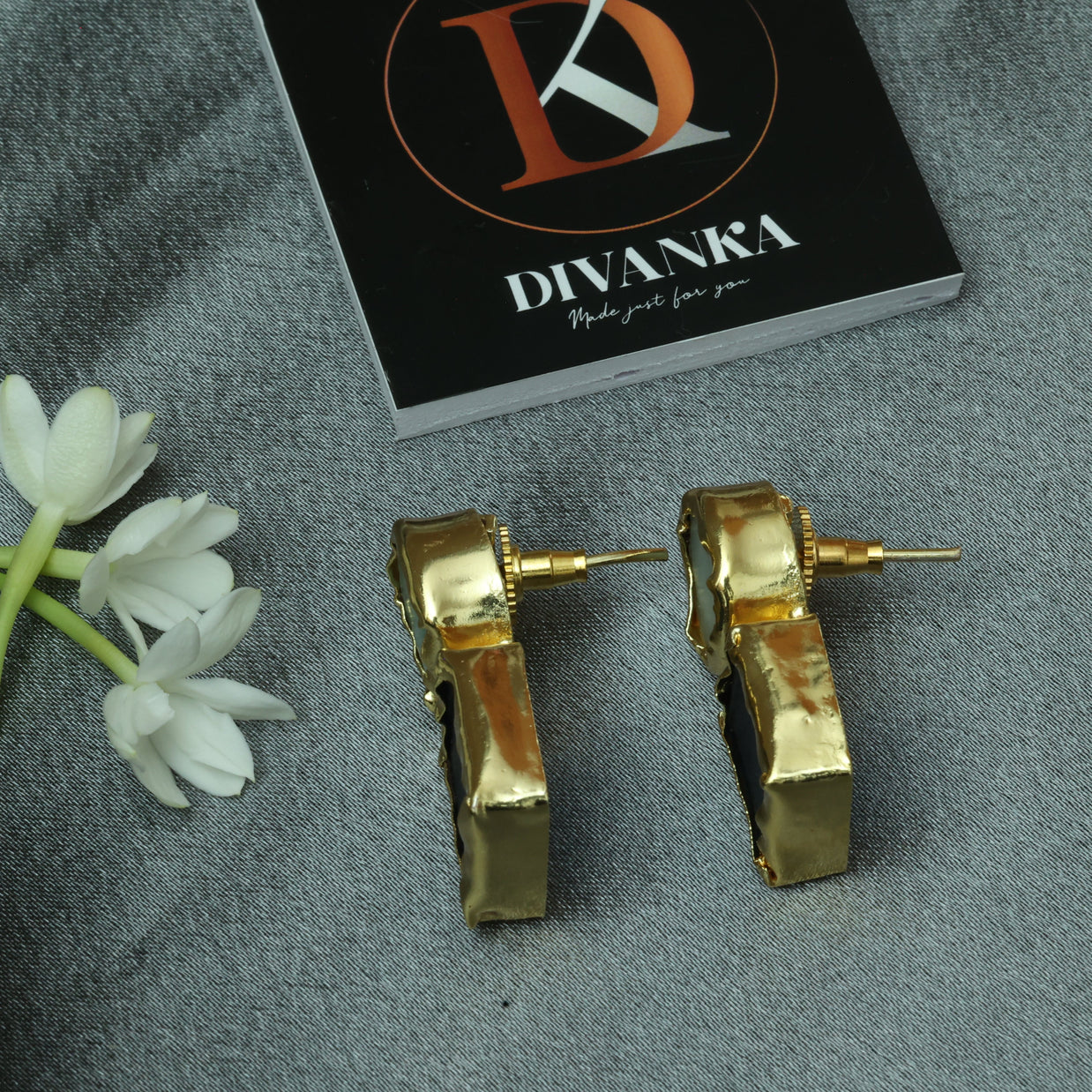 Auric Geometry Natural Stone Multicolour Earrings 18K Gold Plated