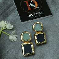 Auric Geometry Natural Stone Multicolour Earrings 18K Gold Plated