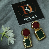 Auric Geometry Natural Stone Multicolour Earrings 18K Gold Plated