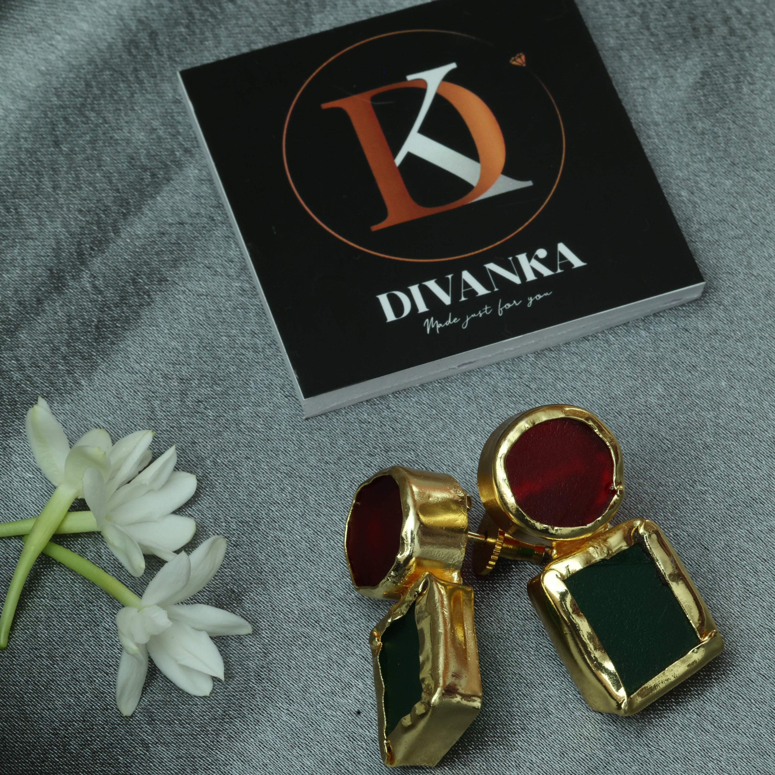 Auric Geometry Natural Stone Multicolour Earrings 18K Gold Plated