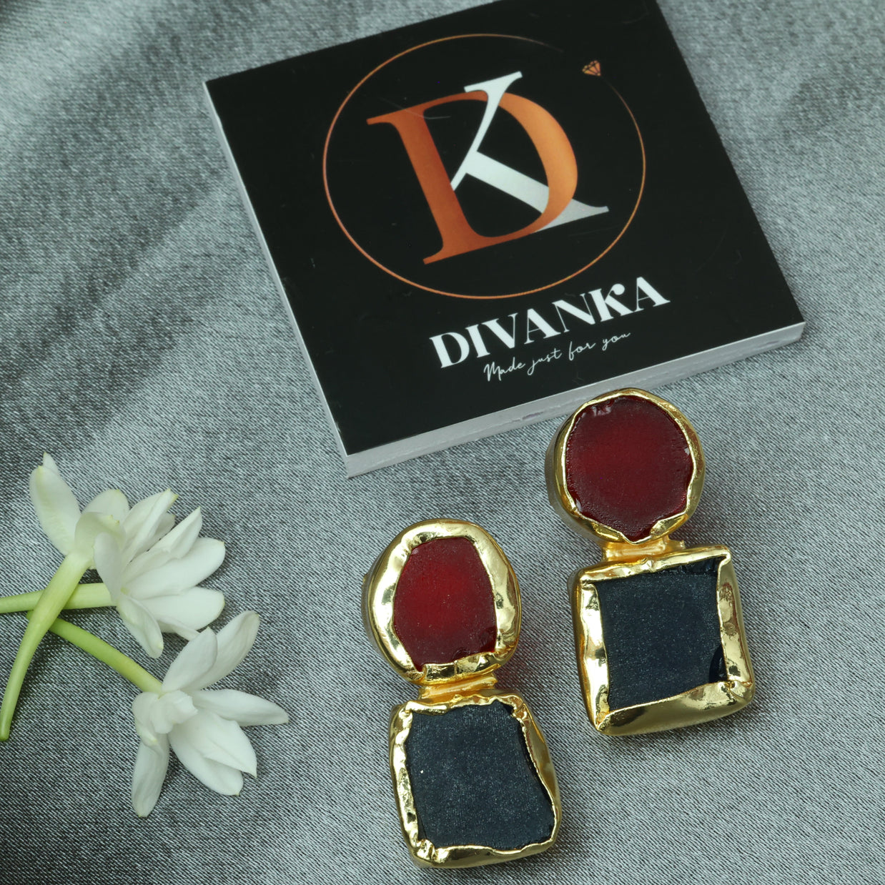 Auric Geometry Natural Stone Multicolour Earrings 18K Gold Plated