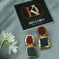 Auric Geometry Natural Stone Multicolour Earrings 18K Gold Plated