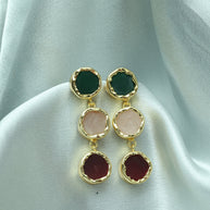 Trio Charm Multicolour Natural Stone Earrings 18K Gold Plated