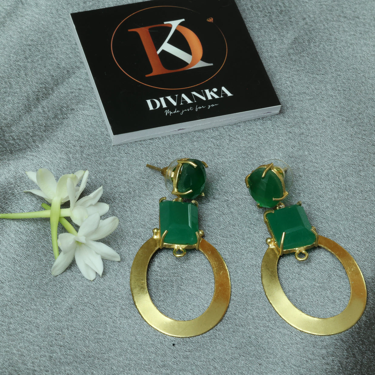 Verdant Halo Earrings 18K Gold Plated