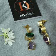 Auric Bloom Stone Earrings 18K Gold Plated