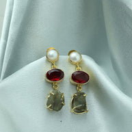 Auric Bloom Stone Earrings 18K Gold Plated