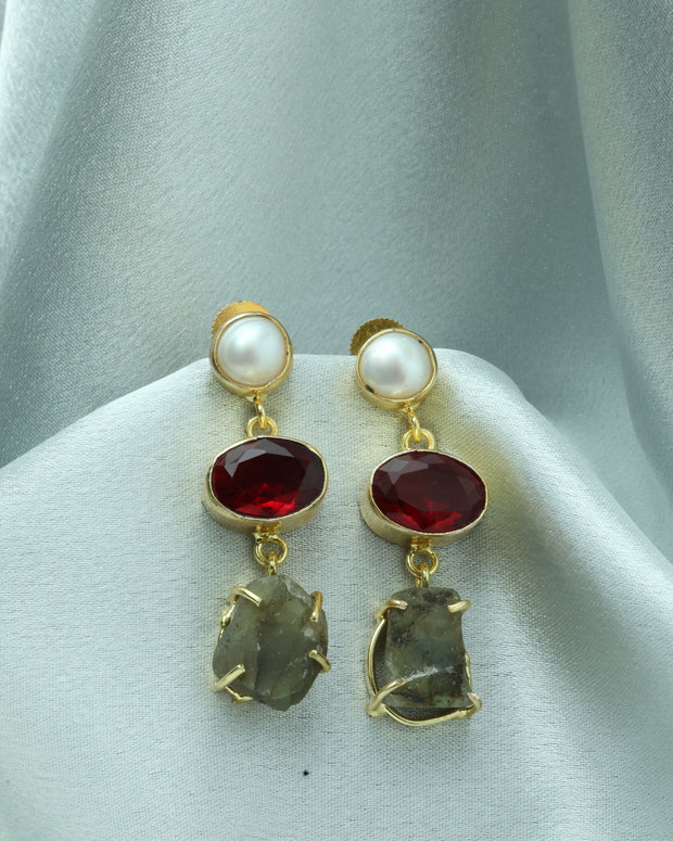 Auric Bloom Stone Earrings 18K Gold Plated