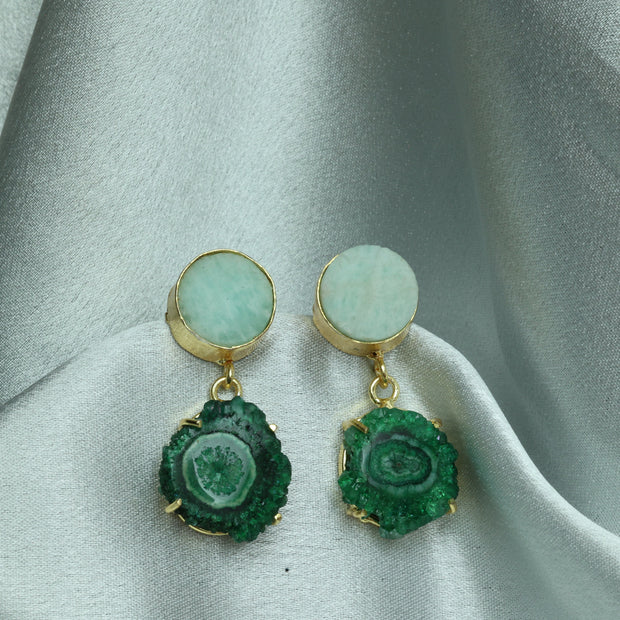 Verdant Aura Natural Stone Earrings 18K Gold Plated