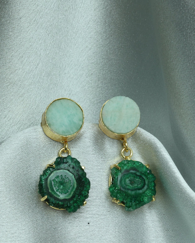 Verdant Aura Natural Stone Earrings 18K Gold Plated