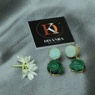 Verdant Aura Natural Stone Earrings 18K Gold Plated