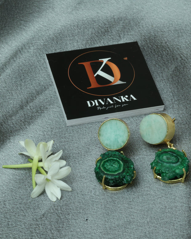 Verdant Aura Natural Stone Earrings 18K Gold Plated