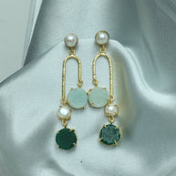 Ocean Dew Natural Stone Earrings 18K Gold Plated