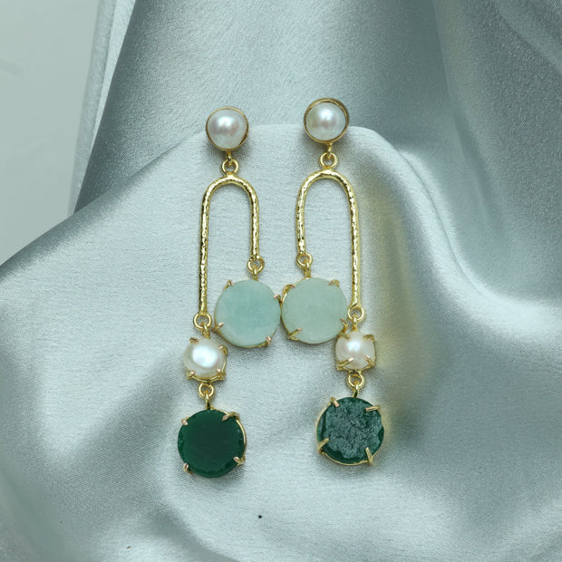 Ocean Dew Natural Stone Earrings 18K Gold Plated