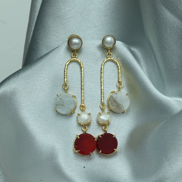 Ocean Dew Natural Stone Earrings 18K Gold Plated