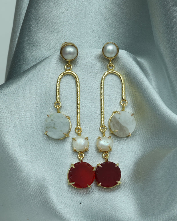 Ocean Dew Natural Stone Earrings 18K Gold Plated