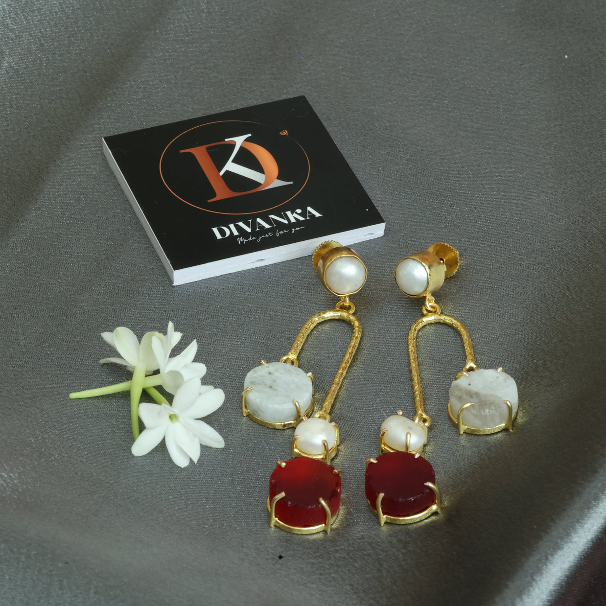 Ocean Dew Natural Stone Earrings 18K Gold Plated