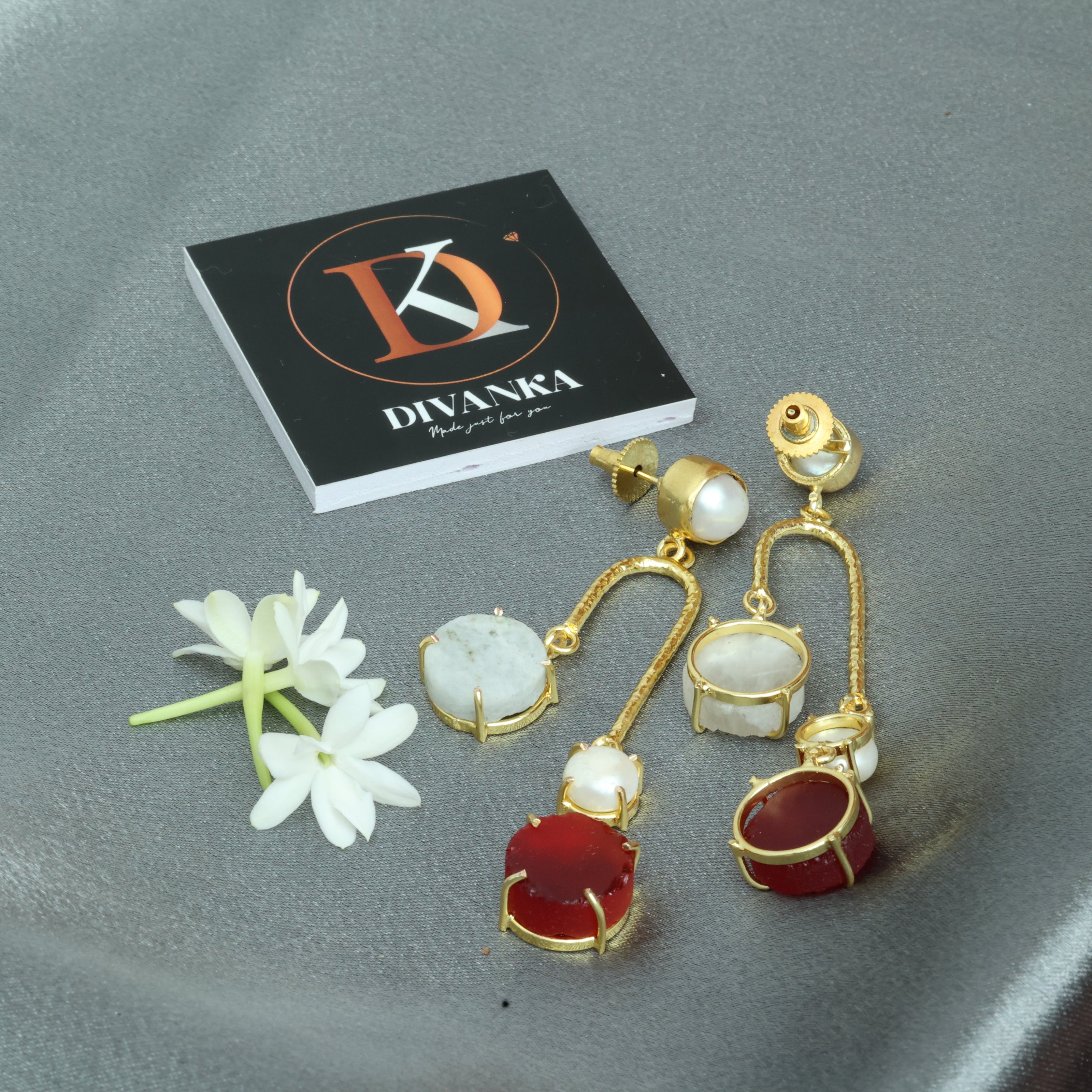 Ocean Dew Natural Stone Earrings 18K Gold Plated