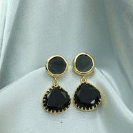 Mystic Noir Stone Earrings 18K Gold Plated