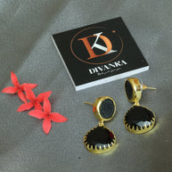 Mystic Noir Stone Earrings 18K Gold Plated