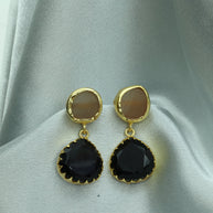 Mystic Noir Stone Earrings 18K Gold Plated