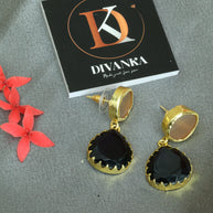 Mystic Noir Stone Earrings 18K Gold Plated