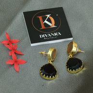 Mystic Noir Stone Earrings 18K Gold Plated