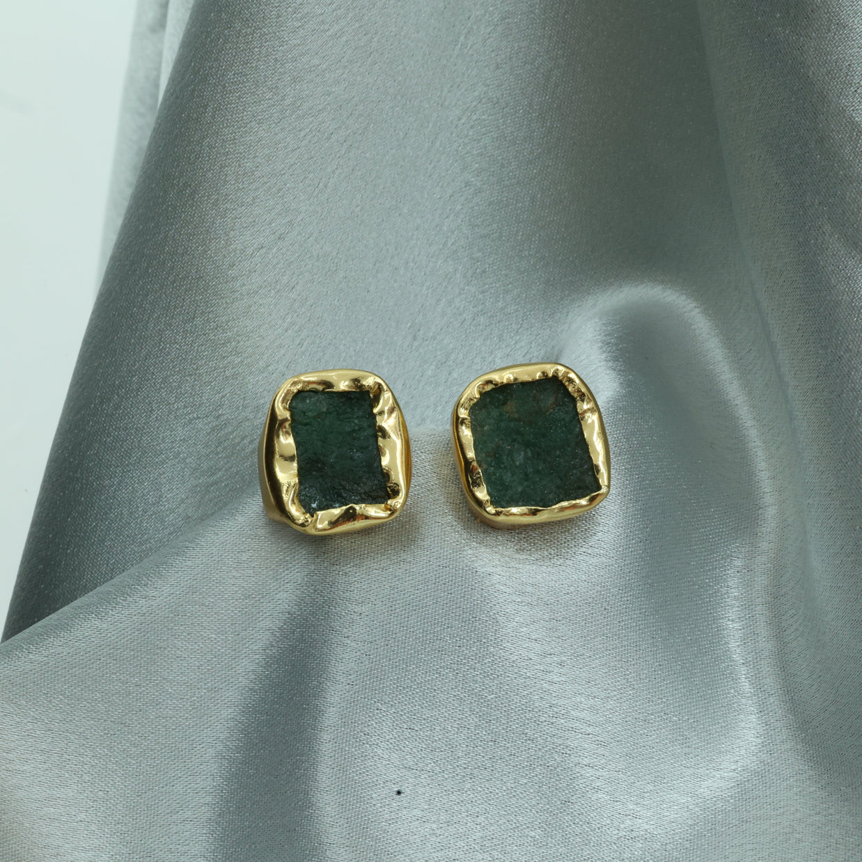 Raw Elegance Natural Stone Earrings 18K Gold Plated