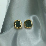 Raw Elegance Natural Stone Earrings 18K Gold Plated