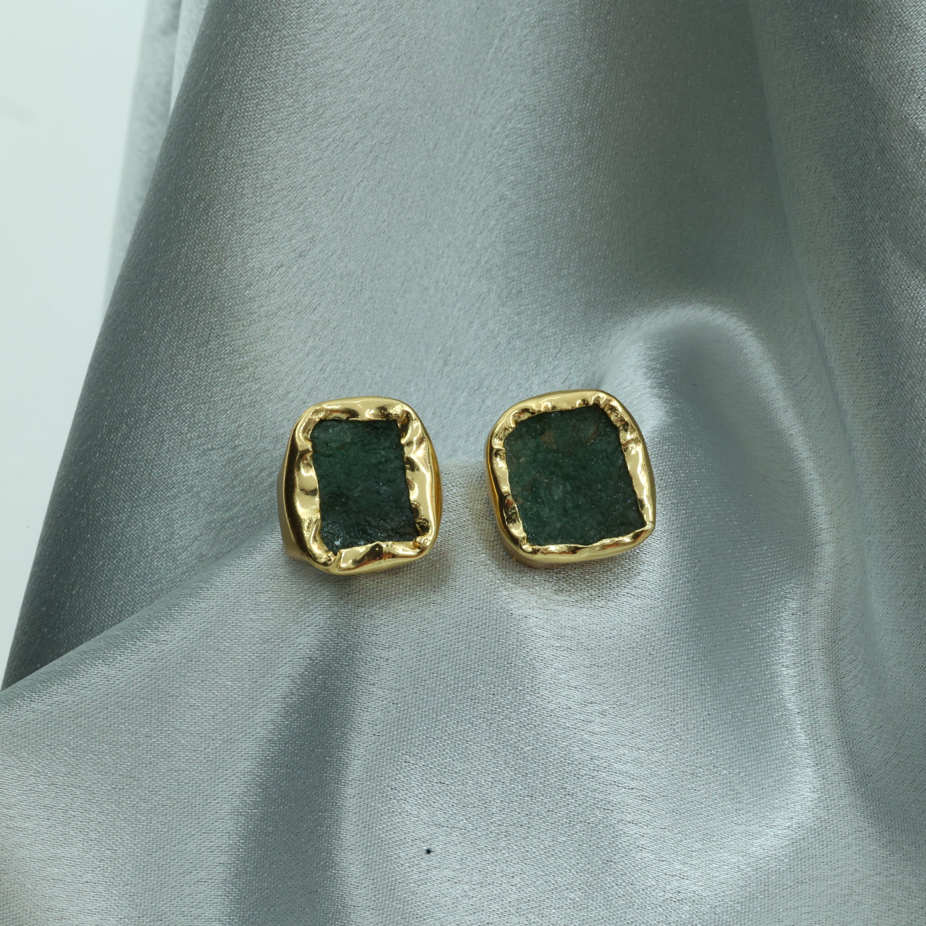 Raw Elegance Natural Stone Earrings 18K Gold Plated