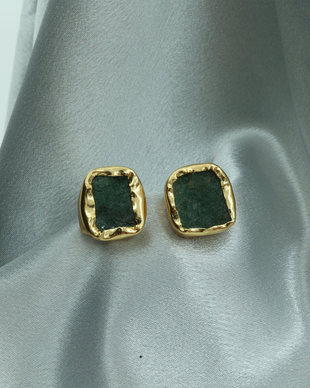 Raw Elegance Natural Stone Earrings 18K Gold Plated
