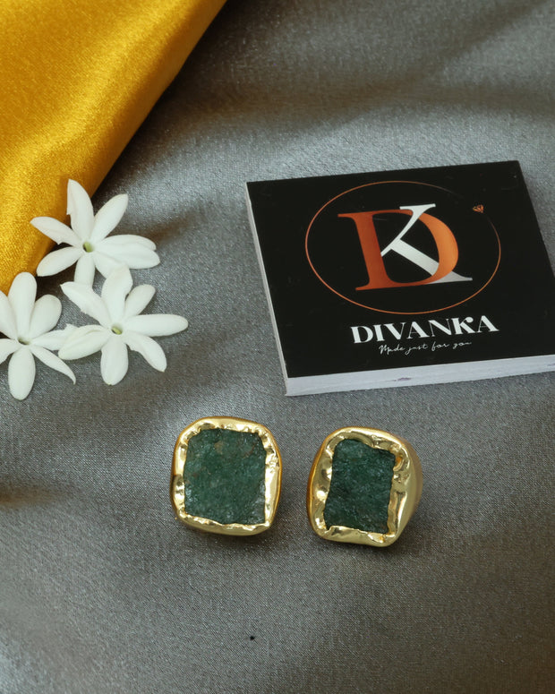 Raw Elegance Natural Stone Earrings 18K Gold Plated
