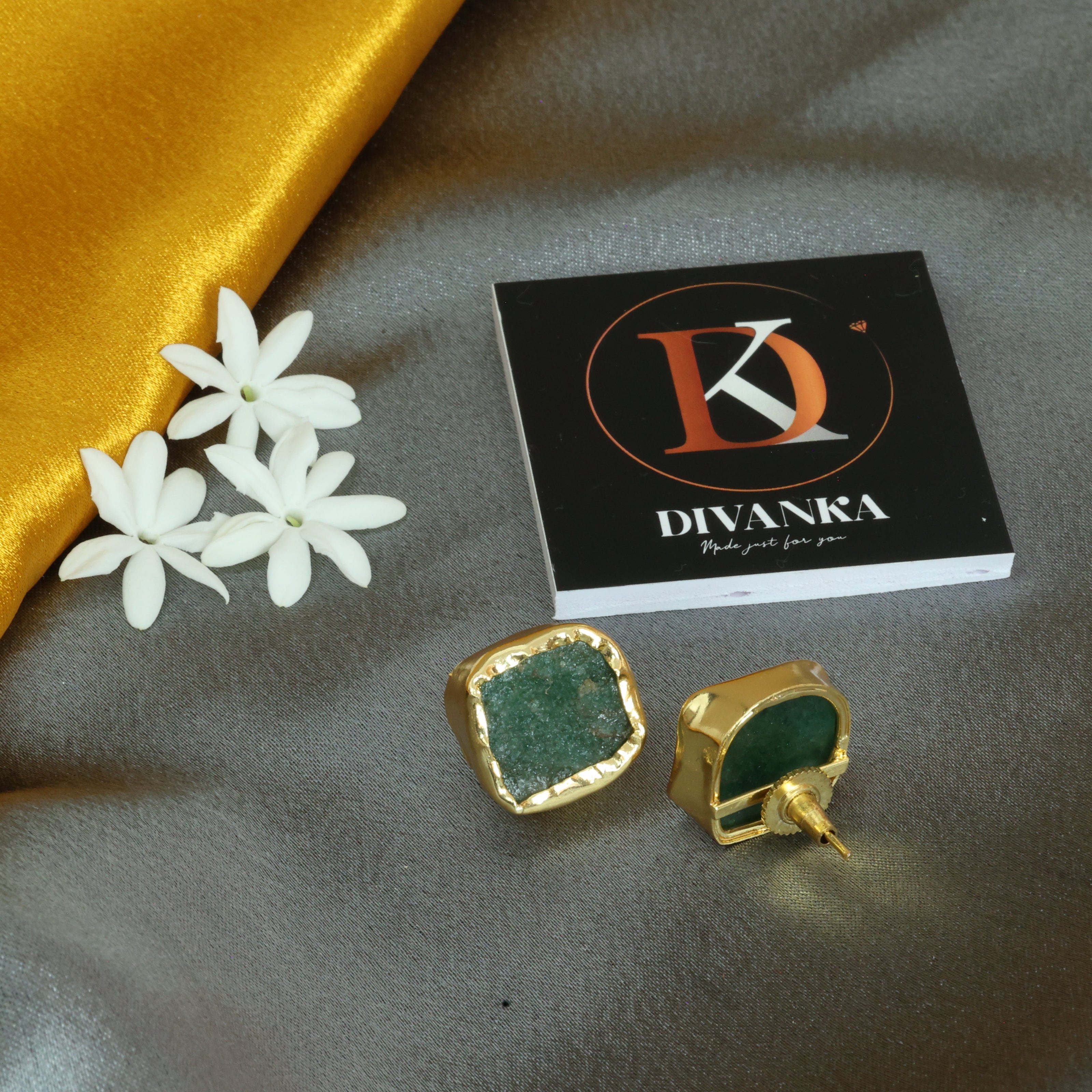 Raw Elegance Natural Stone Earrings 18K Gold Plated