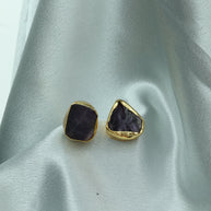 Raw Elegance Natural Stone Earrings 18K Gold Plated