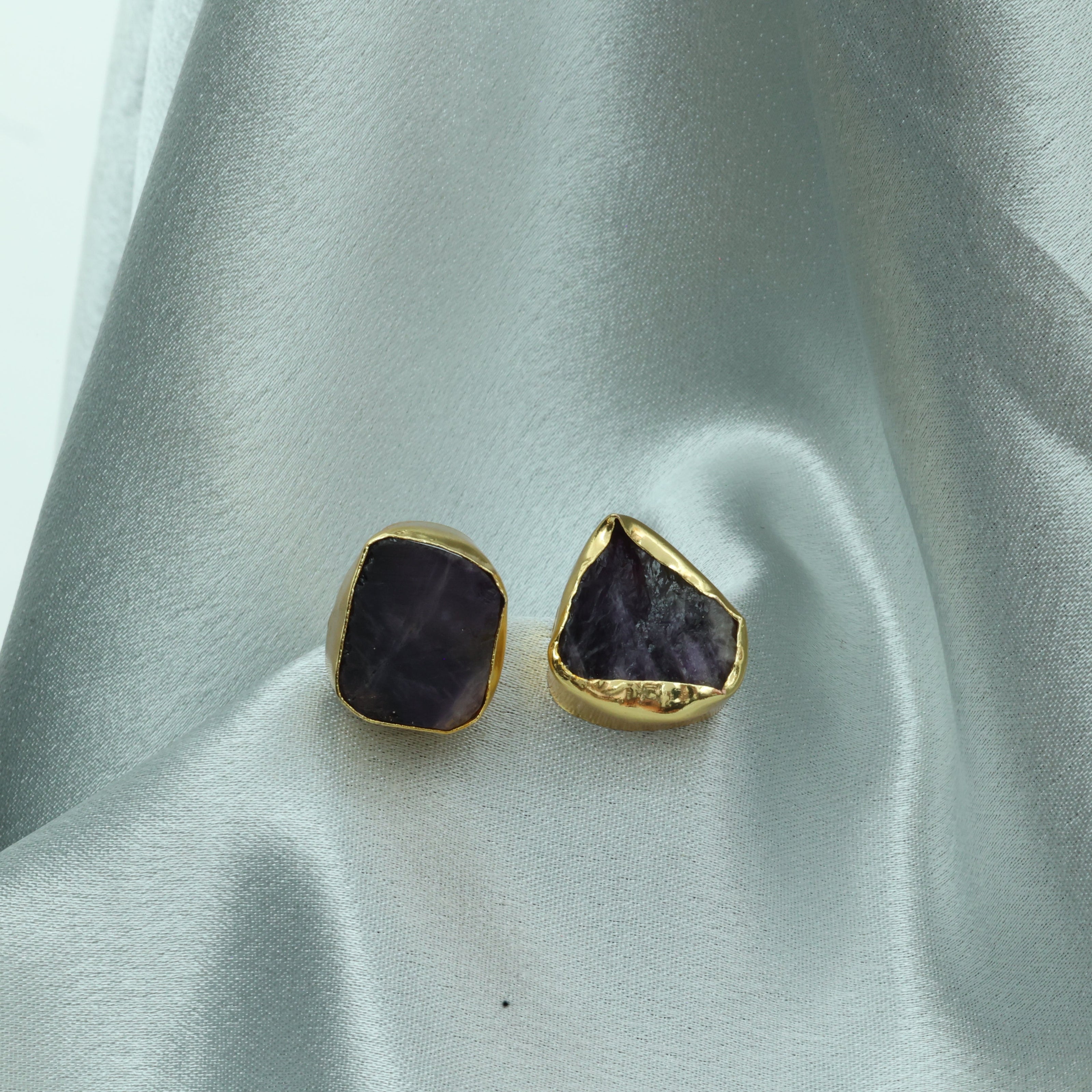 Raw Elegance Natural Stone Earrings 18K Gold Plated