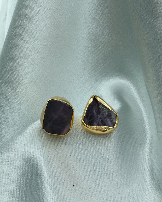 Raw Elegance Natural Stone Earrings 18K Gold Plated