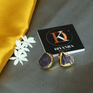 Raw Elegance Natural Stone Earrings 18K Gold Plated