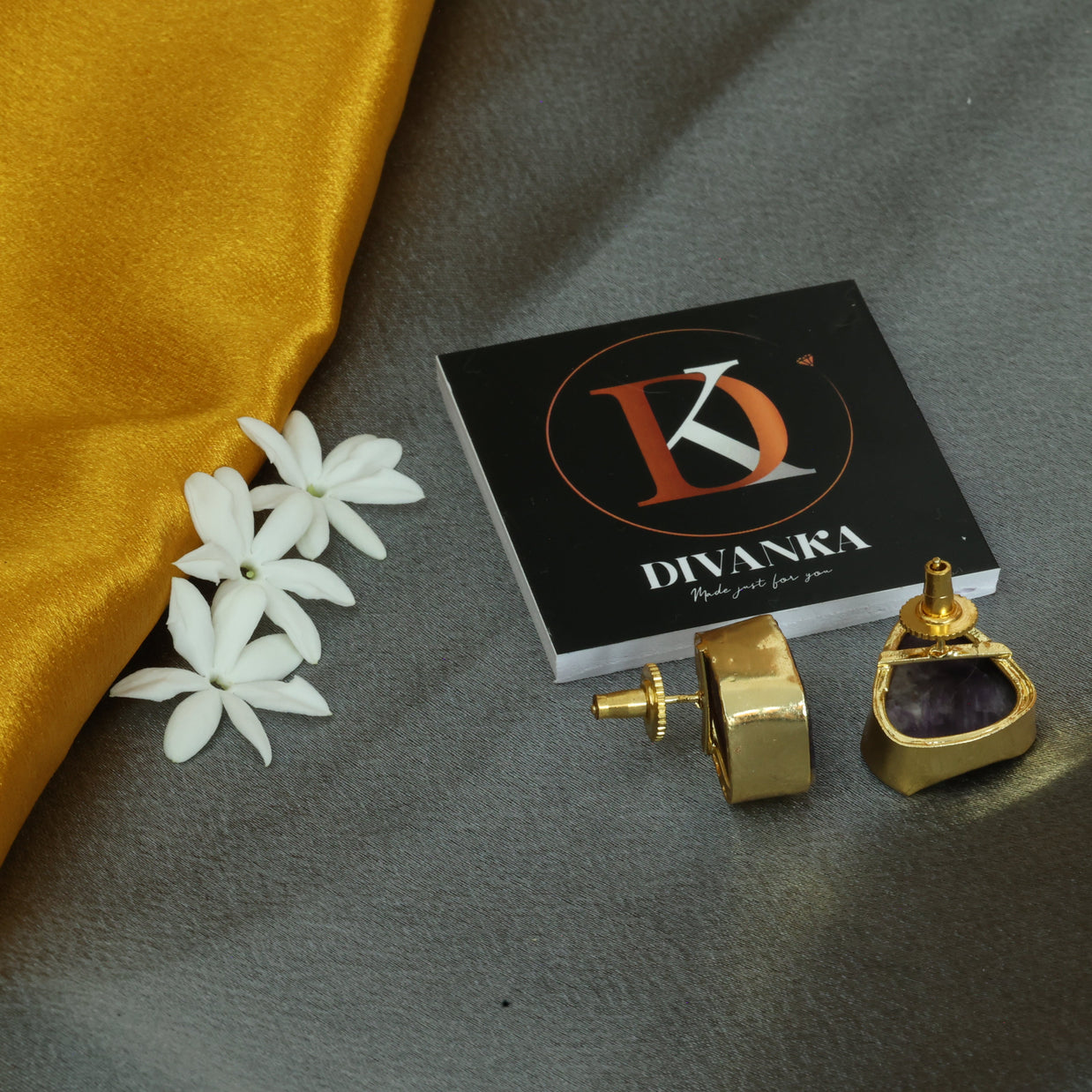 Raw Elegance Natural Stone Earrings 18K Gold Plated