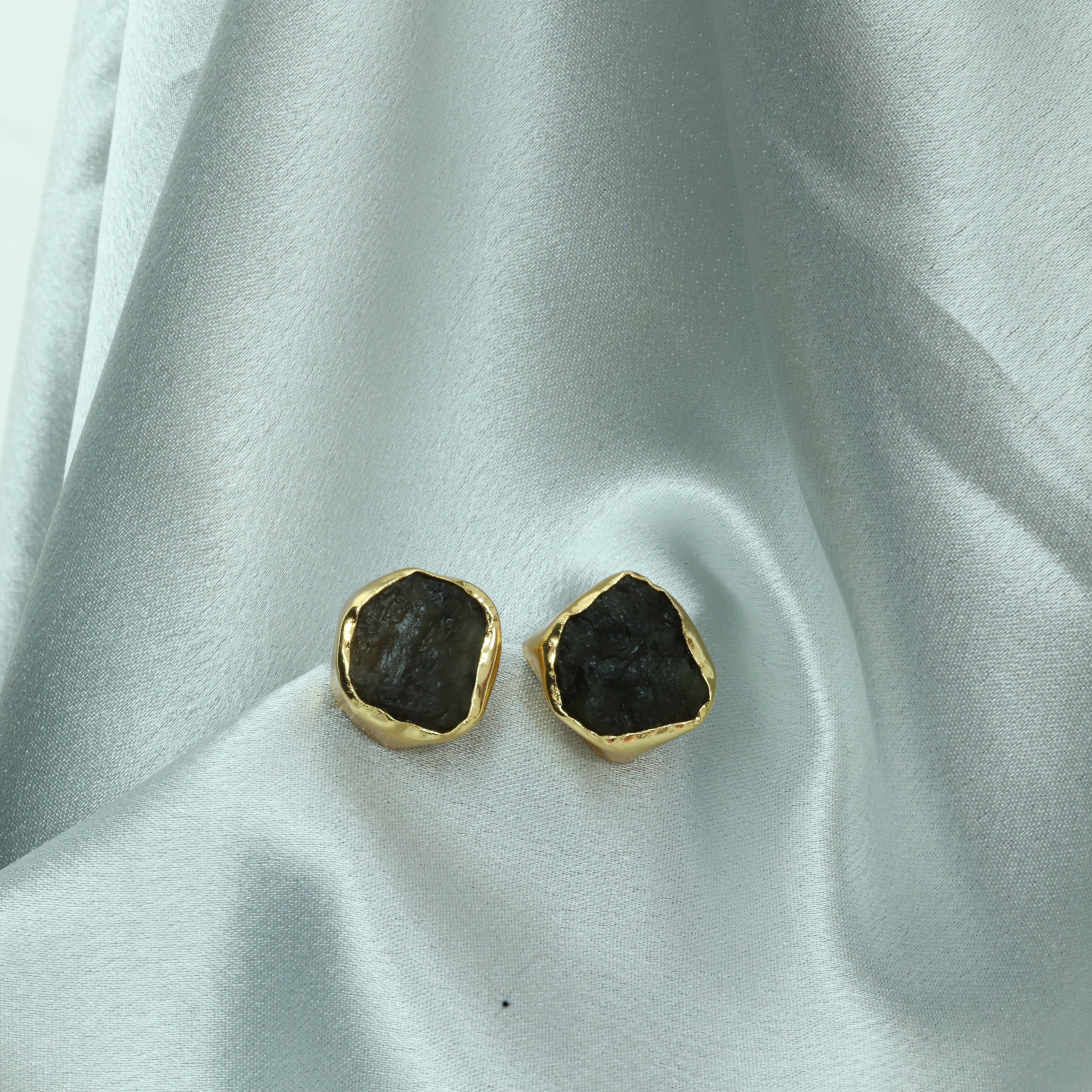 Raw Elegance Natural Stone Earrings 18K Gold Plated