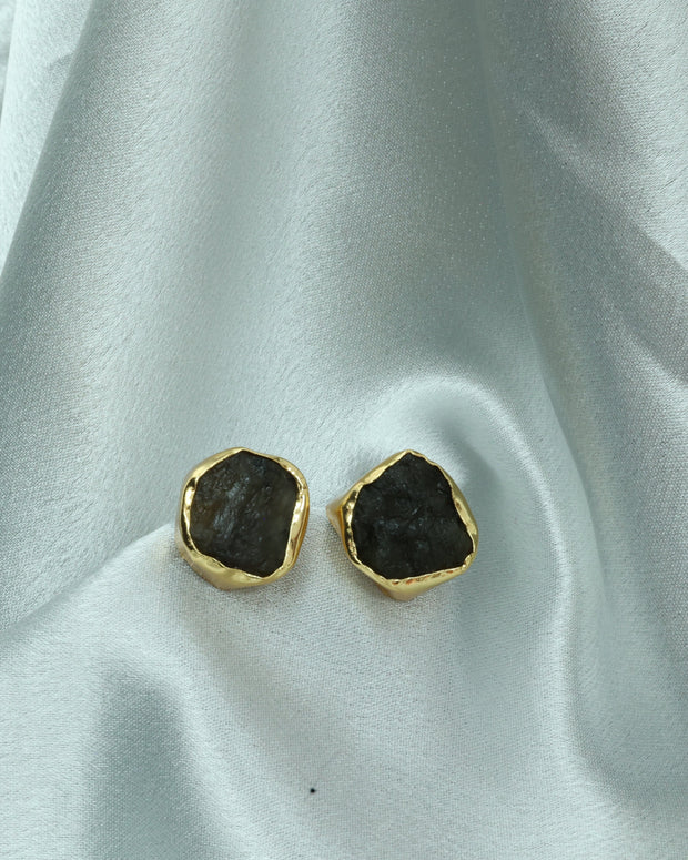 Raw Elegance Natural Stone Earrings 18K Gold Plated