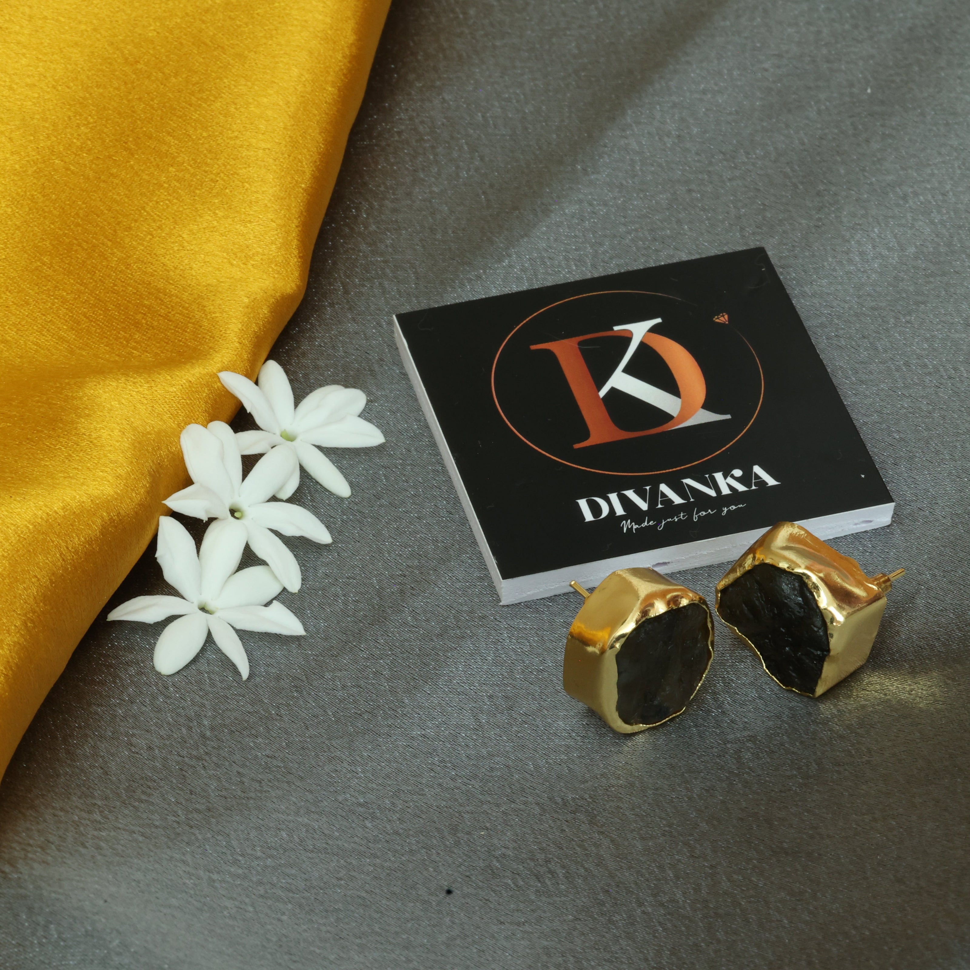 Raw Elegance Natural Stone Earrings 18K Gold Plated