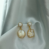Moonlit Charm Real Pearl Earrings 18K Gold Plated